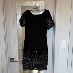 Aidan Mattox Black Mini Dress with Sequin Embellishment